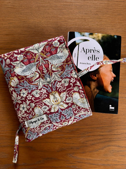 Pochette livres Paulette oiseaux rouges William Morris